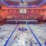 Hockey themed bar mitzvah with a ice rink dance floor at The Standard at North Shore Synagogue, Long Island NY Florist